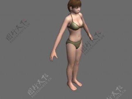 3D泳装青少年美女模型