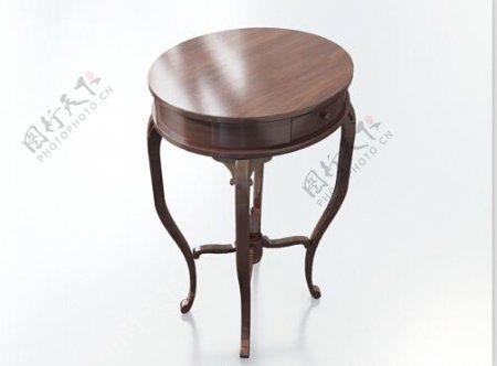 中式红木小圆桌3d模型下载