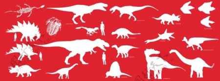 红色背景上的免费矢量的恐龙