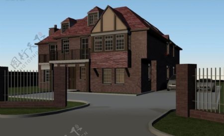 别墅区建筑群3D模型效果图
