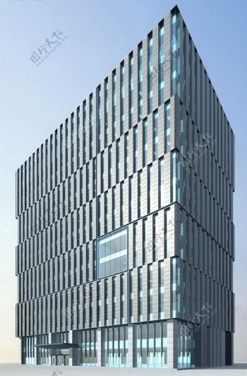三角形玻璃结构的商业中心3d模型