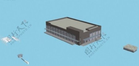 平顶厂房建筑群3D模型设计