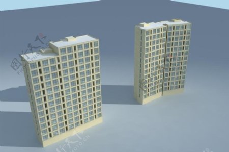 现代板式住宅楼模型