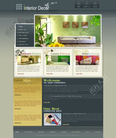现代室内装饰公司网页模板