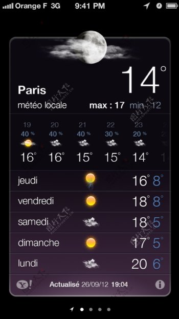 苹果5iOs6天气UI设计