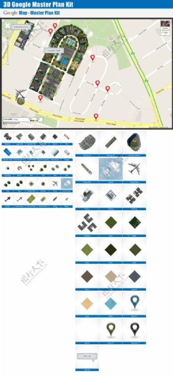 谷歌街景地图定位标识PSD素材