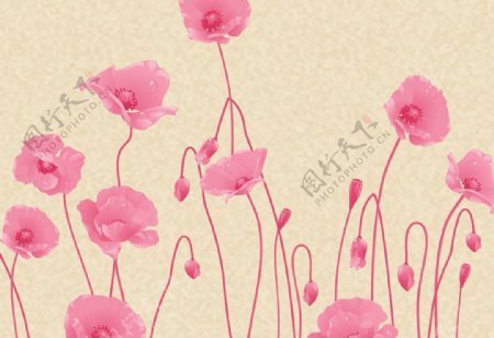 个性壁画大型壁画粉色花朵图片