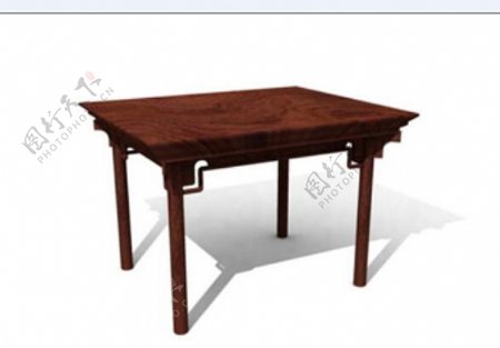 中式四仙桌实木家具3D模型