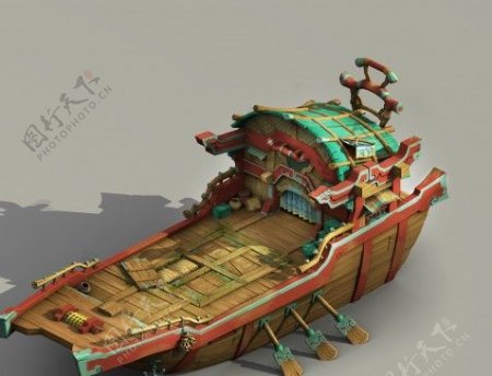 2.5D场景模型古代船模型