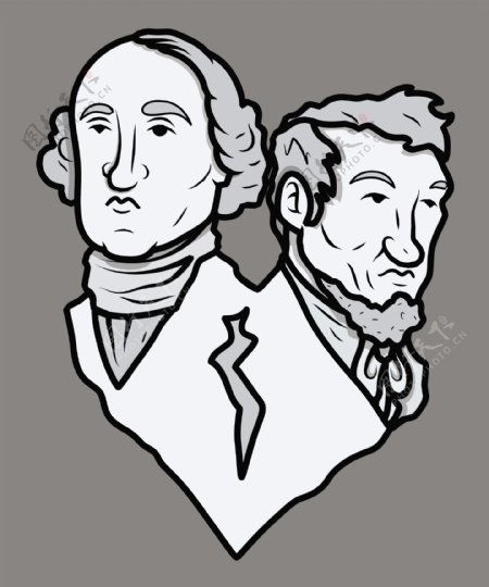 拉什莫尔山式雕塑华盛顿和林肯矢量剪贴画的插图