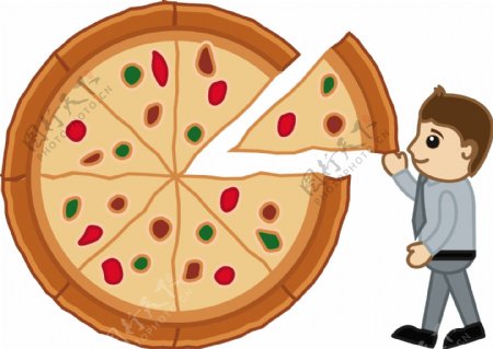 饮食平衡比萨卡通商业矢量字符