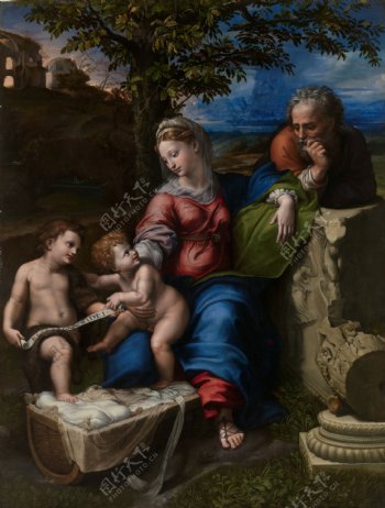 RaphaelTheHolyFamilywithanOakTreeCa.1518意大利画家拉斐尔Raphael古典人物油画装饰画