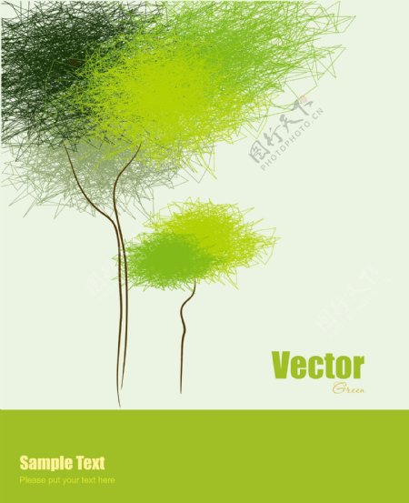 矢量素材绿色抽象生态树木图片