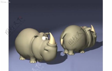 3D卡通犀牛模型