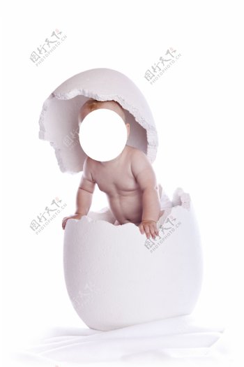 可爱宝宝萌宝宝蛋壳破碎的蛋壳