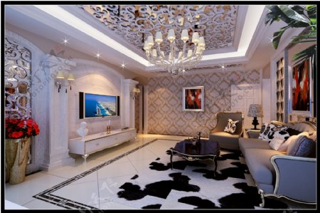 白色欧式客厅图片