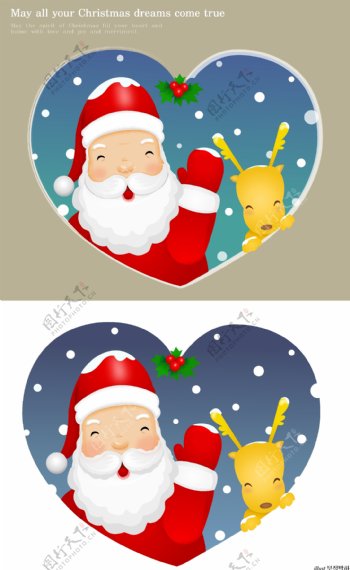 韩国矢量圣诞老人和鹿图库003