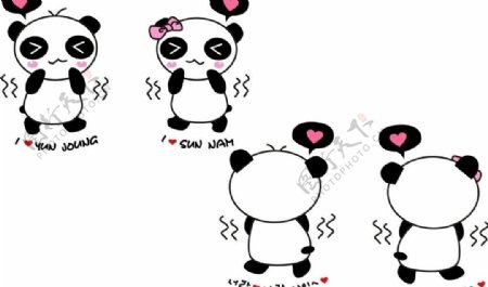 韩版熊猫图案情侣t恤图片