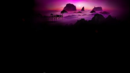 紫色夜幕下的唯美风景