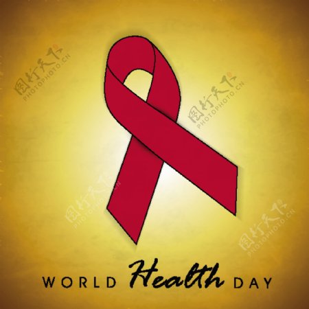 在有光泽的棕色背景有红丝带的抽象世界卫生日的概念