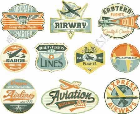 复古航空标签图片