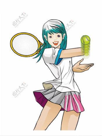 玩网球女生