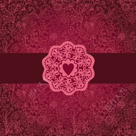 花的背景与复古华丽的无缝背景花标签背景花红色葡萄酒标签的设计