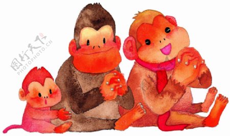 小猴子水彩画