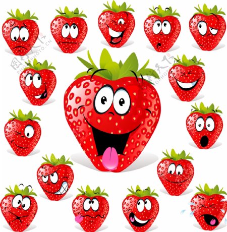 草莓卡通矢量表情