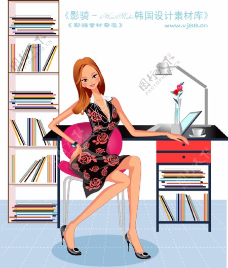 办公女郎商务女性女人卡通人物矢量素材矢量图片HanMaker韩国设计素材库