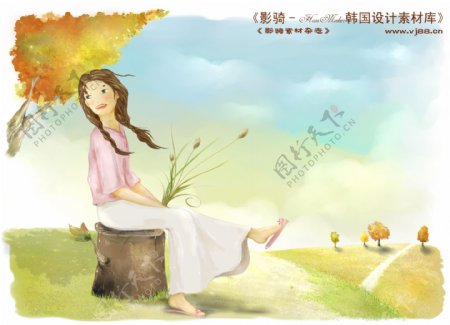 HanMaker韩国设计素材库背景卡通漫画人物精美风景草地