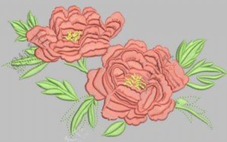 绣花植物花卉色彩灰色粉红色免费素材