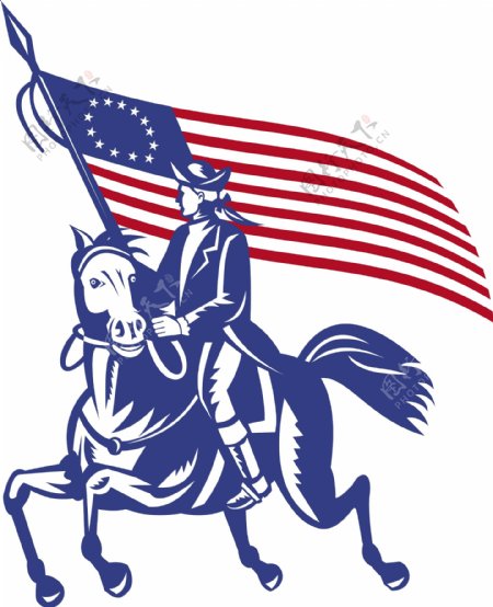 美国革命将军骑马Betsy罗斯旗