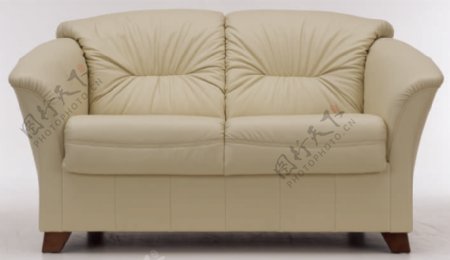 欧洲风格的双座位的白色皮革沙发