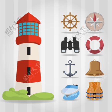 灯塔和航海用品