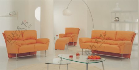 欧洲风格的橘色沙发组合
