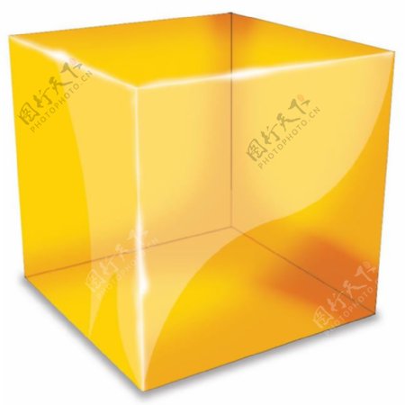 橘黄色水晶立方体psd设计素材
