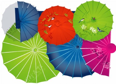 中国传统纸伞矢量素材
