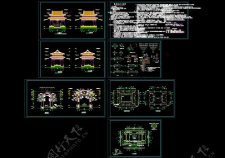 万佛亭施工图cad图纸