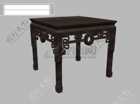 3d古典木质方桌
