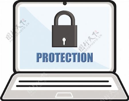 密码保护锁的笔记本电脑业务的漫画矢量