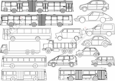 汽车巴士线条图