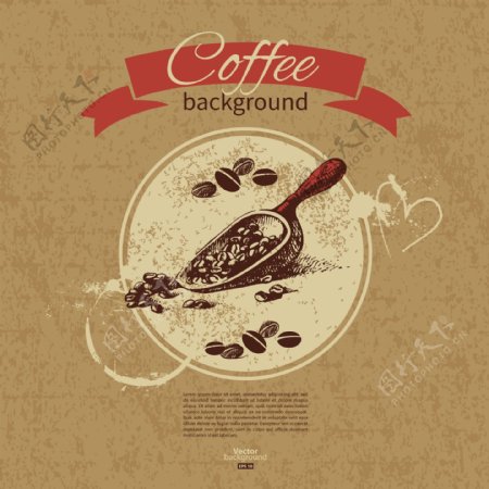咖啡背景的复古设计矢量图01