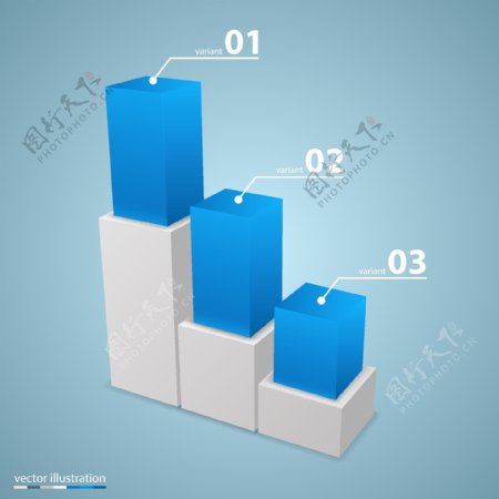 3D商务信息统计图表矢量图