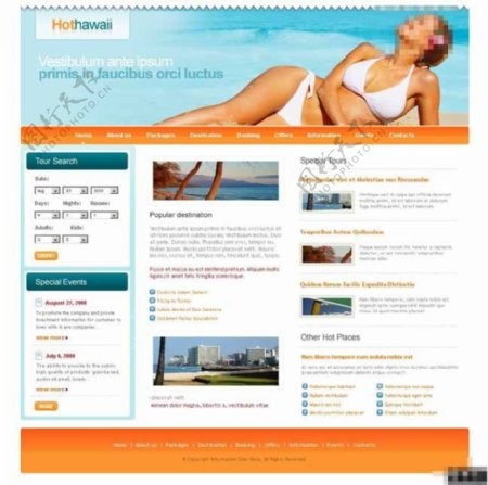 夏威夷热浪旅游网页模板