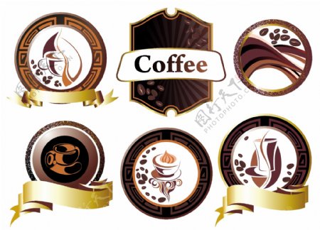 欧式咖啡花纹标签图片