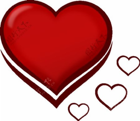 红色的心与心的艺术风格的小夹子