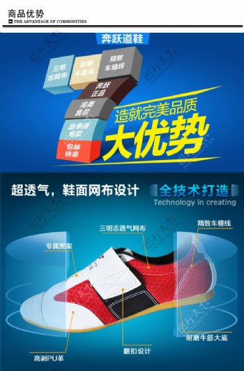 跆拳道鞋运动鞋优势细节描述概念图