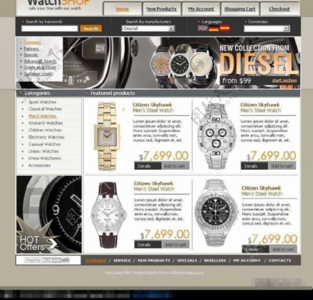 名贵手表网站设计模板