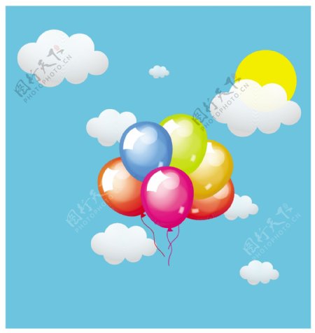 气球在空中的云飞